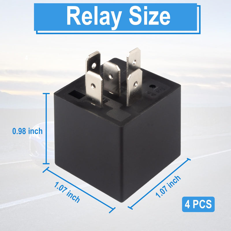 4 PCS Relays, 5 Pin Relay, 40A Waterproof Car Relays, 12V Relay Switch for Electric Cooling Fans, Motor Starters, Automotive Taillights