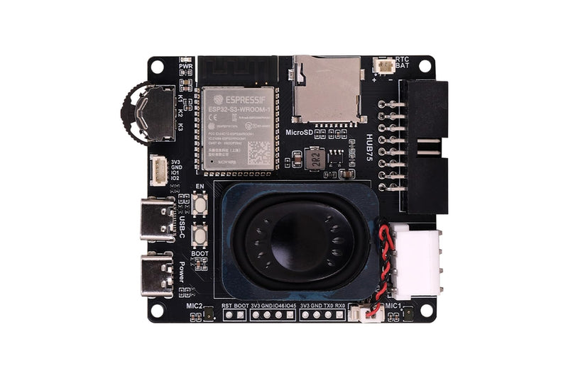 RGB Matrix HUB75 S3 LED Controller Board with Audio and SD Slot | HUB75 RGB LED matrix controller with Type-C power, microSD storage, audio codec, microphones and RTC interface