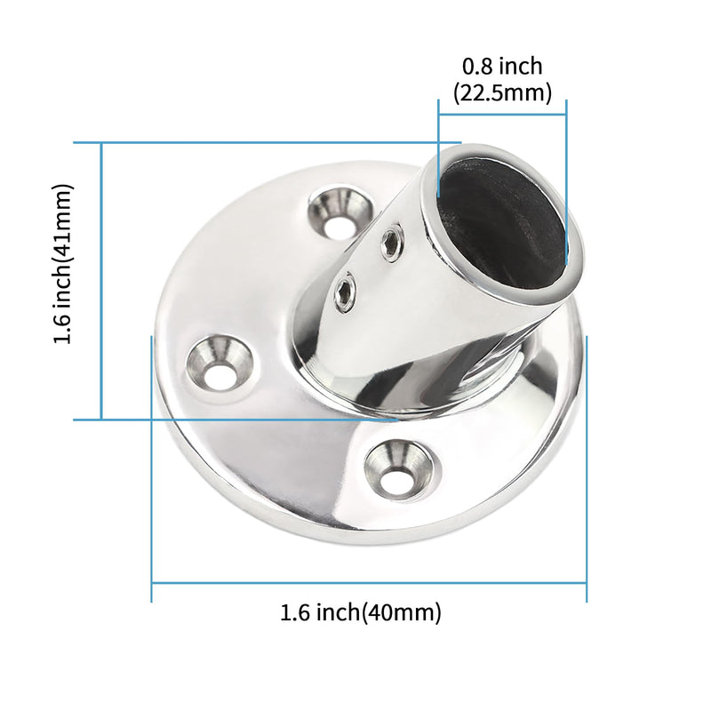 SHENGHUISS Boat Hand Rail Fitting Heavy Duty 316SS Marine Round Base with L Shape Hex Key and Screws 60° 7/8 inch 4 pack