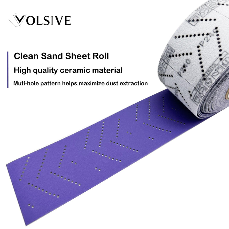 Abrasive Sheet Roll Multi-Hole Sanding Roll Automotive Sandpaper Roll Clean Sand Sheet Roll for Woodworking, Auto Body Repair, 70 mm x 12 m - 400 Grit Purple Ceramic 400 Grit-2.75Inch x 13Y