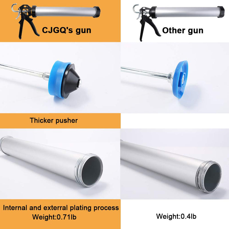 Sealant Sausage Caulking Gun with Aluminum Cartridge 600ml/20oz - 12:1 Thrust Ratio (Silver) Silver