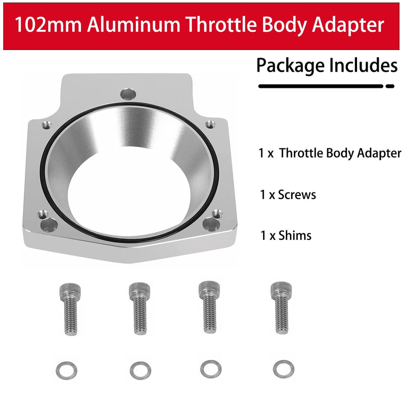 102mm Aluminum Throttle Body Spacer Adapter Plate Kit Compatible with GM LS1 LS2 LS6 LS7 LSX LS Engine