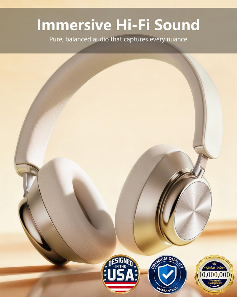 Wentronic Y03 Bluetooth Headphones Wireless Active Noise Cancelling Over Ear Headphones 48 Hours Playtime High Sound Quality 6 EQ Music Mode Headphones with Soft Ear Cushion - Starlight