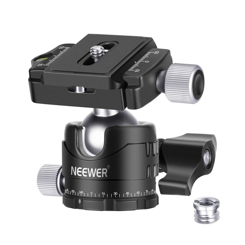 NEEWER Professional 28mm Low Profile Tripod Ball Head with 360° Rotation and 2 Locking Buttons, Arca Type 1/4" QR Plate and Spirit Level for Tripod/Camera, Max Load: 5 kg