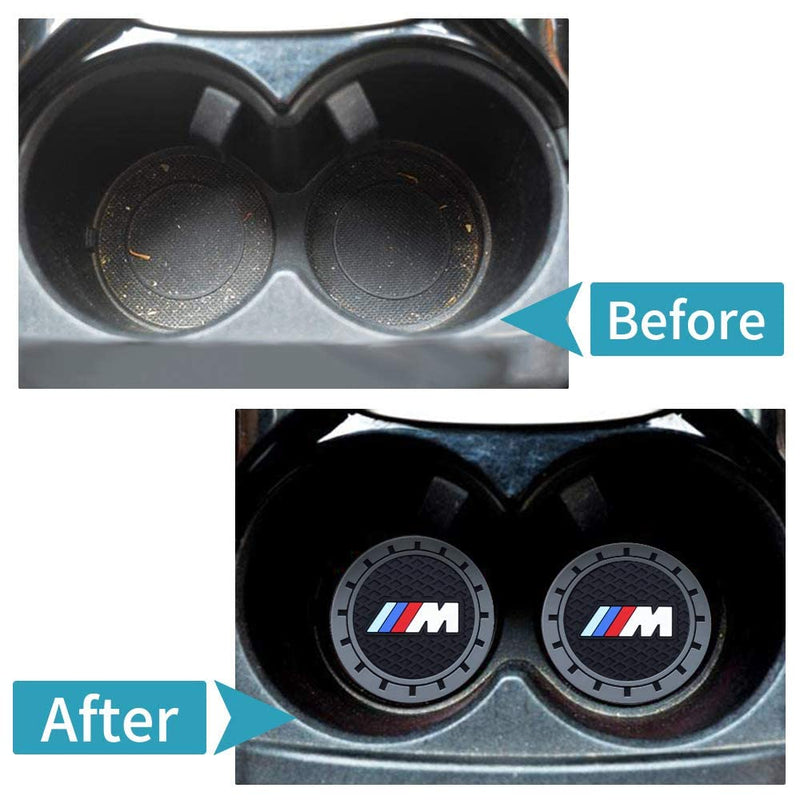 for BMW M Car Cup Holder Coaster, Auto Cup Holder Insert Coaster Compatible with BMW M M2 M4 M5 M6 M8 X1 X2 X3 X5 X6 M135i M240i Z4 328i X7, 2PCS baoMma