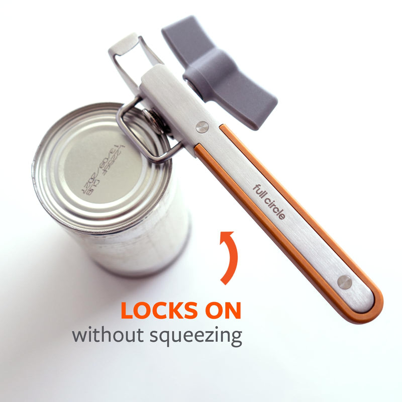 Full Circle Smooth Operator - Smooth-Edge Stainless Steel Can Opener, Safe & Easy No More Sharp Rims, Compact Portable Design with Integrated Bottle Opener
