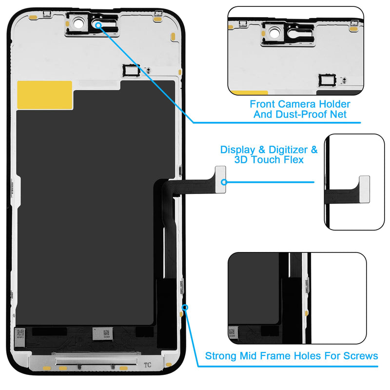 Screen Replacement for iPhone 15 Pro Max 6.7’, 3D Touch Display Full Repair kit, Digitizer Assembly with Tools Set, Tempered Glass, Instruction 6.7 inch 15 Pro Max