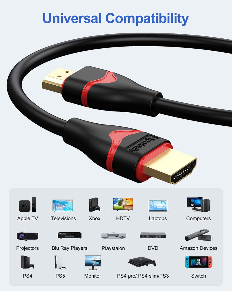 10K 8K HDM Cable 6FT 10-Pack, HDMI 2.1 Cable Ultra High Speed HDMI Cord 48Gbps 8K@60Hz, 4K@120Hz, 2K (HDCP 2.2&2.3, HDR10, 3D, eARC) for Monitor, HDTV, Roku TV, PC, PS5/PS4, Blu-ray
