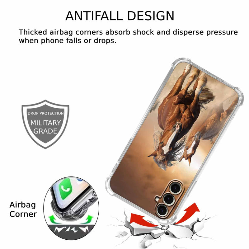 Case for Samsung Galaxy S26 with Horse Design,Brown Running Animals Pattern,Clear Slim Soft TPU Bumper Phone Cover,6.3”(Horse,Sx26)