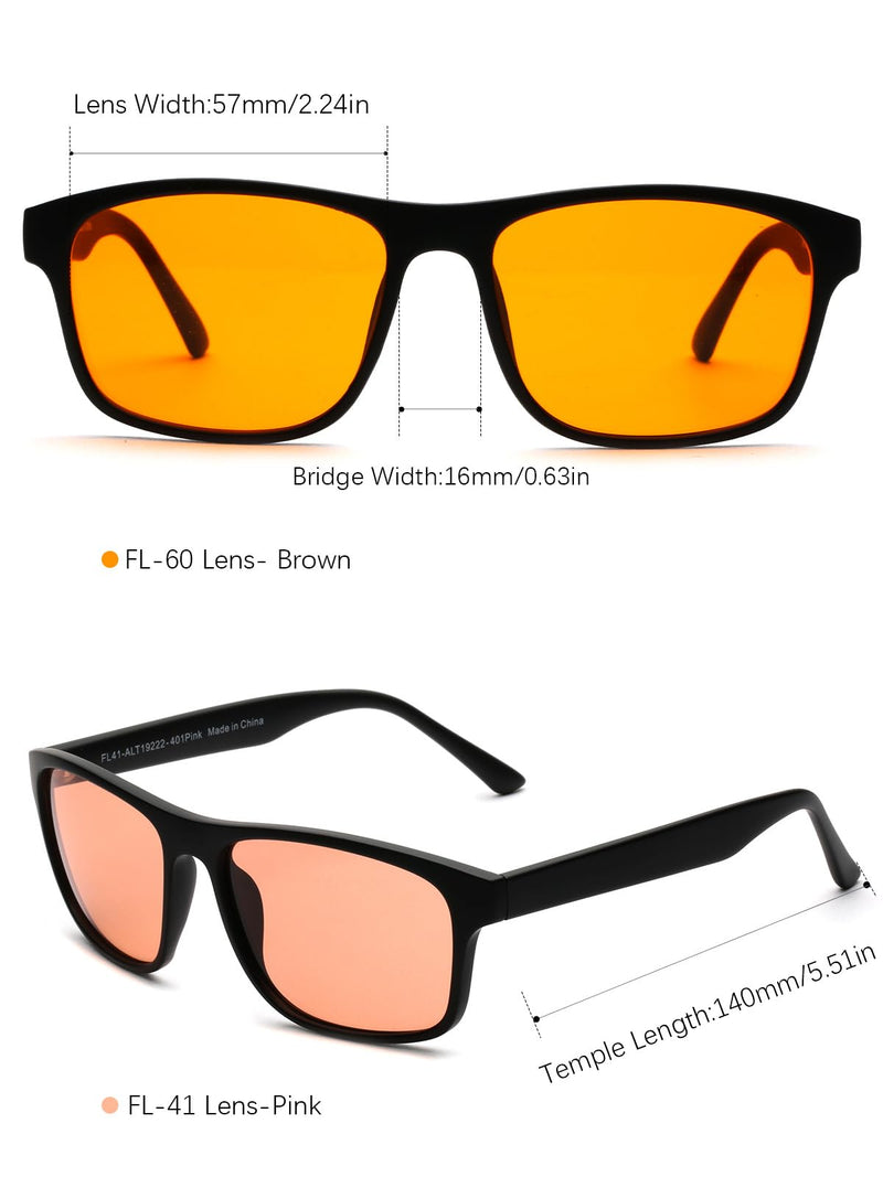 FL-41 and FL-60 Light Sensitivity Migraine Bluelight Glasses Man | Photophobia Eyestrain Glasses, Blue Light Blocking Glasses, Fluorescent Light Glasses, UV Protection, Computer LED Glare Pink/Brown
