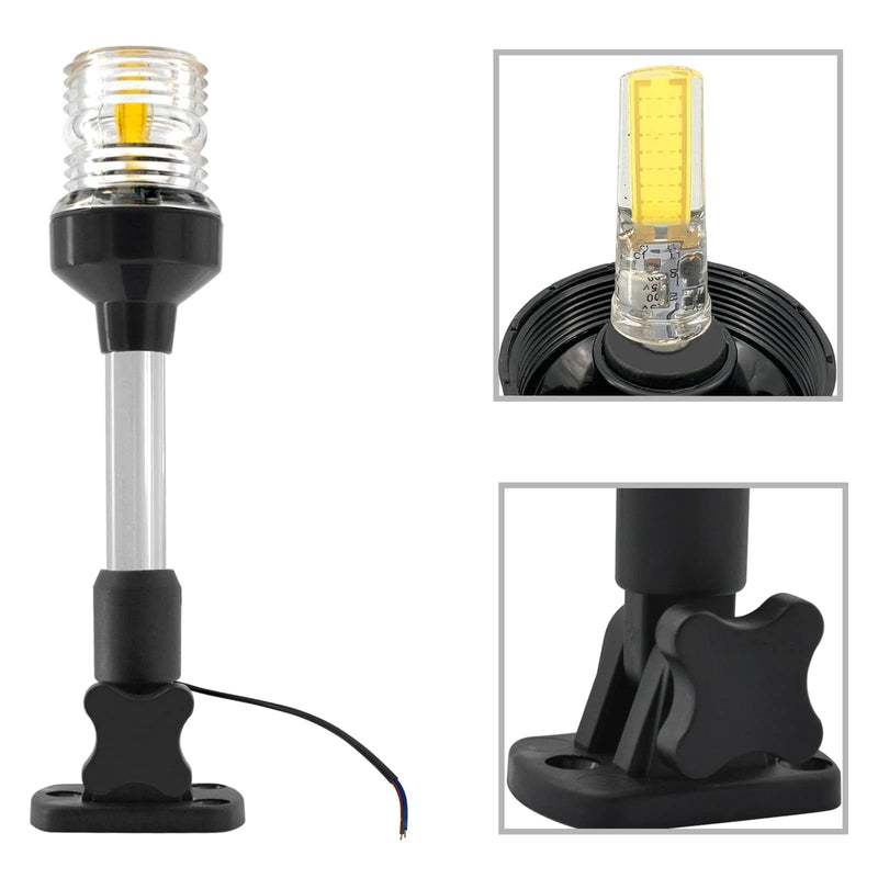 ISURE MARINE 9" LED Fold Down Boat Stern Light 3 Nautical Mile Navigation Anchor Lights White All Round 360° for Pontoon and Fishing Boats 9 inch