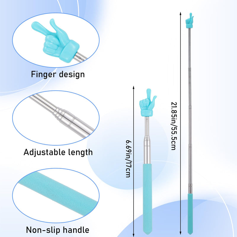 30 Pack Telescopic Teacher Pointer Finger Stick for Classroom, Retractable Hand Pointer, Extendable Mini Classroom Pointing Stick Extends to 21.85 Inches School Essentials Supplies (6 Colors)