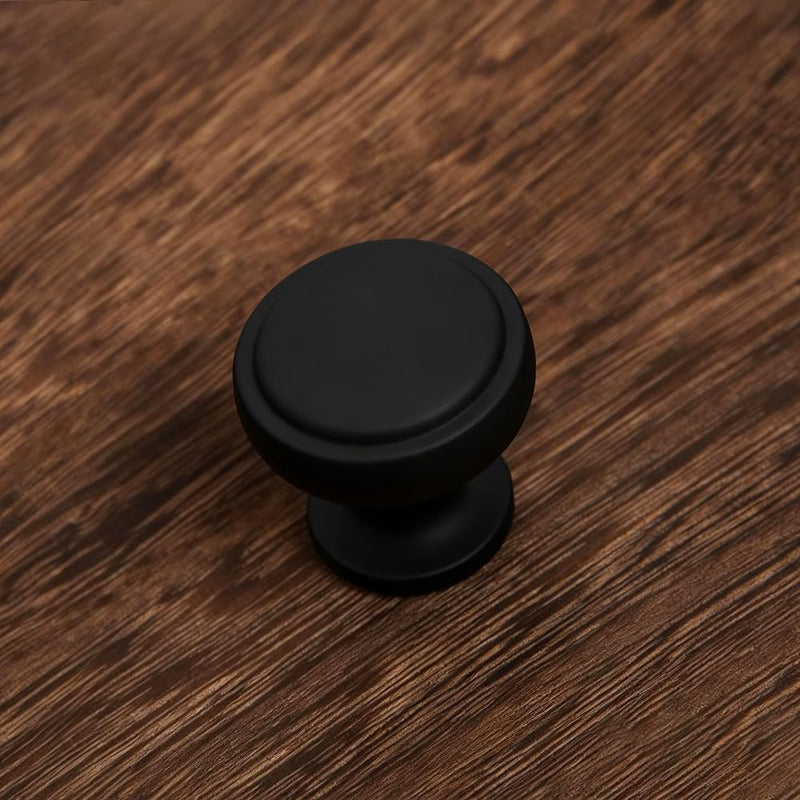 Soft-Touch Black Solid Zinc Alloy Cabinet Knob 16 Pack Round Knurled Cabinet Handle Hardware Drawer Pulls (16, Soft-Touch Black)