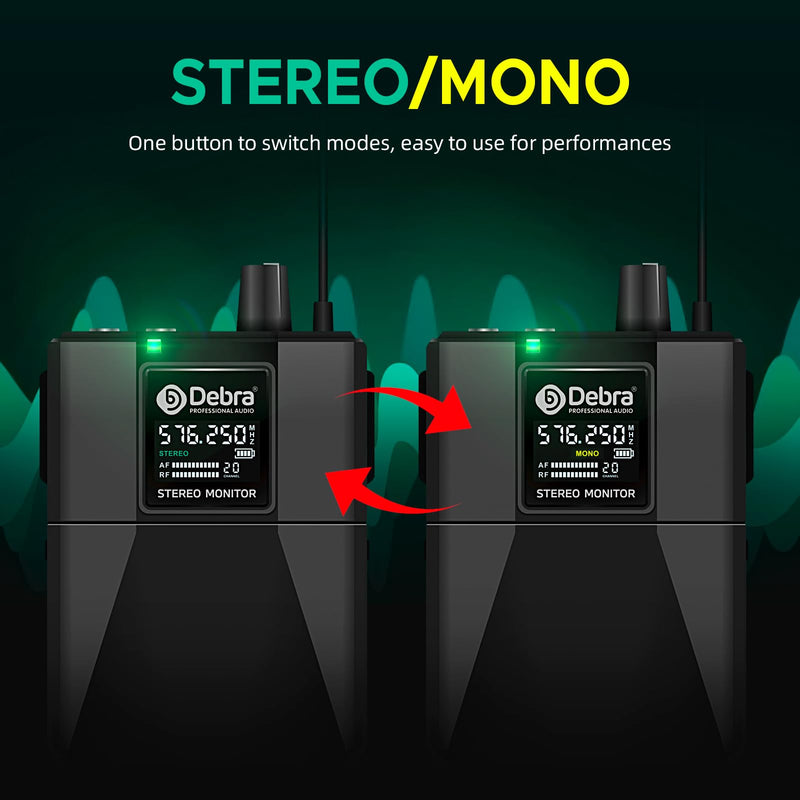D Debra Pro ST-102 & ST-202 Stereo Wireless in Ear Monitor System Bodypack Receiver, Performance with 100 Adjustable Frequencies, Can Not Be Used Alone(Only 1 Bodypack) Only 1 Bodypack