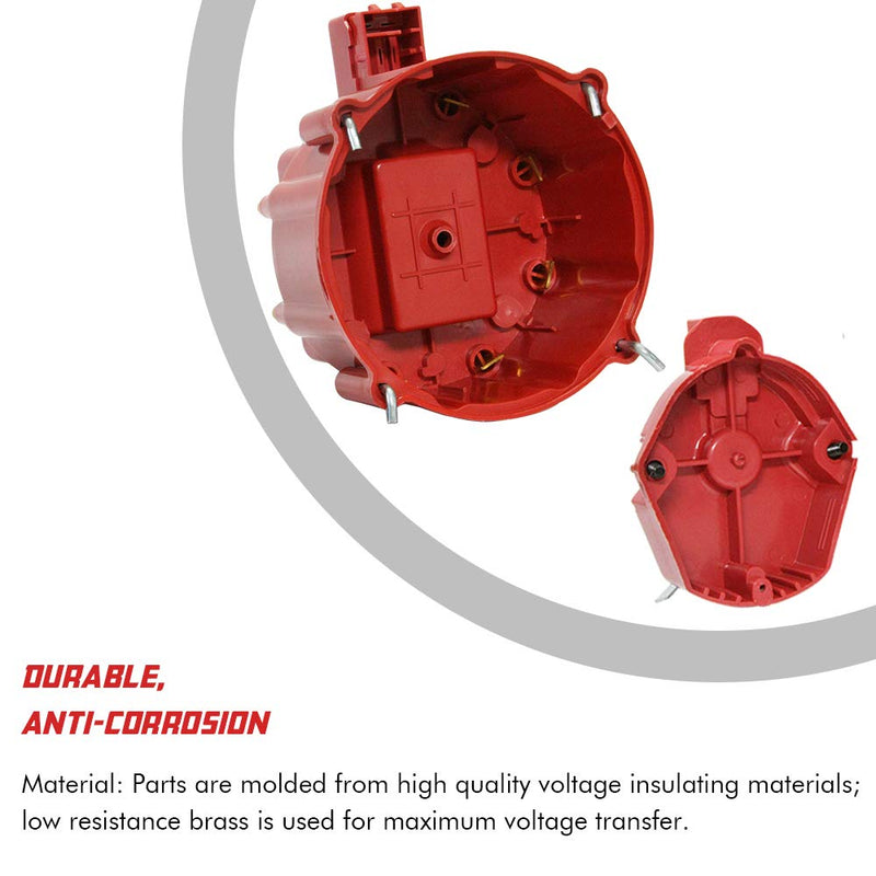 Red Male HEI Distributor Cap and Rotor for K549 SBC 283 305 307 327 350 400 BBC 454 396 427 Distributor Cap Assembly