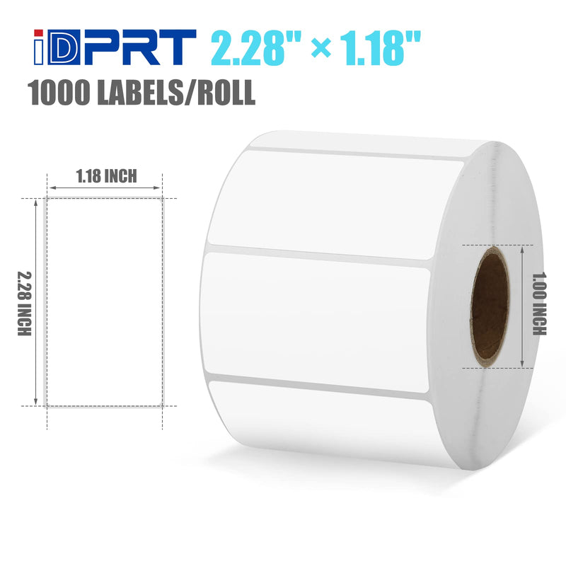 iDPRT 2.28' 1.18' Multi-Purpose Direct Thermal Labels (58mm30mm), Self-Adhesive Thermal Sticker for Address, Barcode, Compatible with iDPRT, Rollo, Zebra, etc, 1 Roll - 1000pcs, White 2.28" × 1.18"(58mm×30mm)