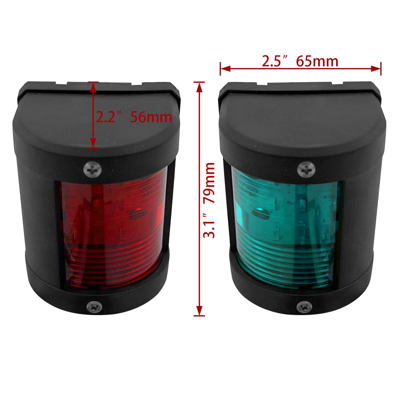 ISURE MARINE Boat Green Starboard and Red Port Side Black Stern LED Navigation Light 90° IP66 Anchor Signal Mast Light