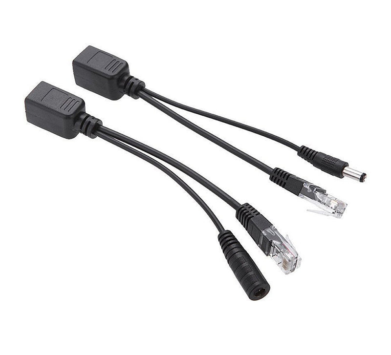 2Kits 4PCS Passive PoE Injector and Splitter Kit with 5.5x2.1 mm DC Power Adaptor Connector,Black