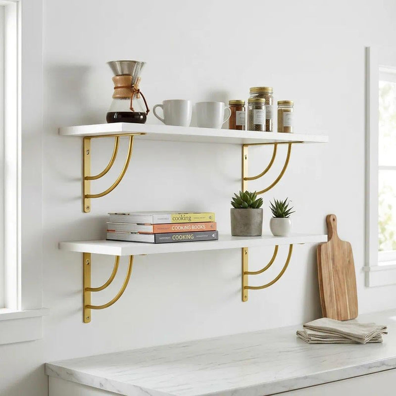 Z METNAL Small Gold Shelf Brackets, Decorative Shelves Bracket, Support Shelf Width from 6 to 8 inch, Modern Shelving Bracket for Bedroom Kitchen Bathroom Living Room, Gold, 6 Inch, 4 Pcs 5.9 inch/15cm - 4pcs