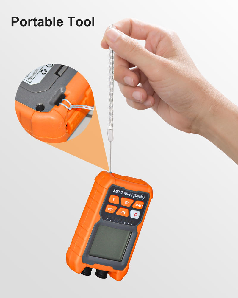 Optical Fiber Power Meter, with 2mW Visual Fault Locator, FC/SC/ST Interface, Portable OPM-VFL Fiber Optic Cable Tester, Supporting RJ45 Testing, Non-Rechargeable Needing Battery OPM-VFL-1