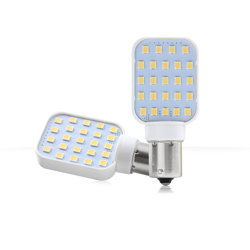 2 Pack Rotating Super Bright 300 Lumen 1141 1156 Wedge RV Interior LED Light 24-SMD Camper Trailer Lamp Bulb 10-24V Natural White (2)