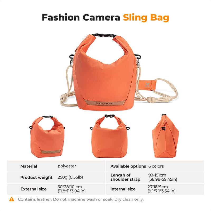K&F CONCEPT Camera Sling Bag Small | Compact Camera Bag,Cute Soft Camera Pouch, Handbag, Urban Street Photography, BS05 04-Orange