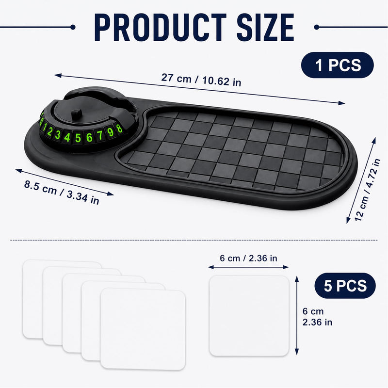 Anti Slip Mat for Car Dashboard,Dash Mat,Multi-Functional Support Anti-Slip Pad,3 in 1 Dashboard Grip Pads for Phones,Support Anti Slip Pad for Phones Sunglasses Keys Gadgets(Gray + Black)