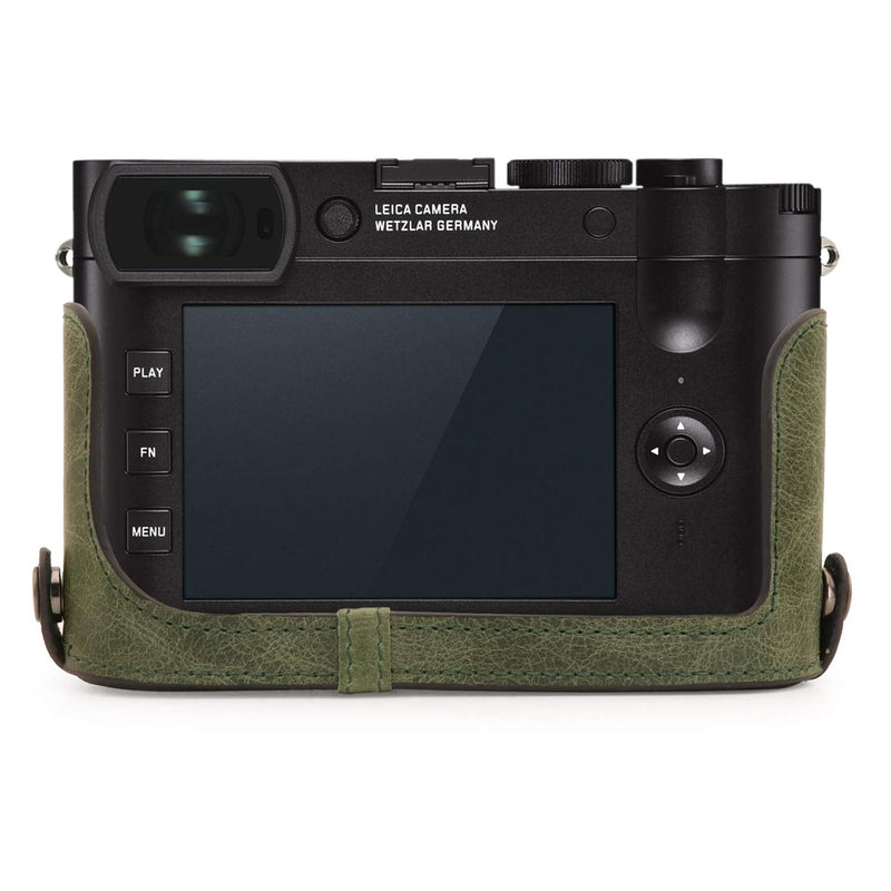 MegaGear MG1721 Ever Ready Genuine Leather Camera Half Case Compatible with Leica Q2 - Green