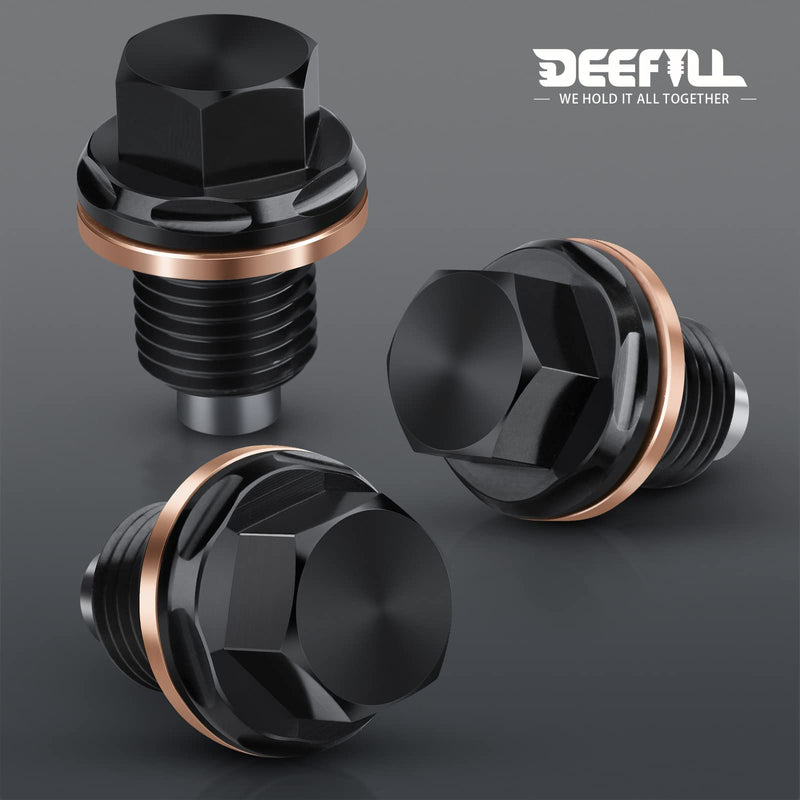 M14 x 1.5 Magnetic Oil Drain Plug T6 Aviation Aluminum with Crush Washer Gasket Compatible with Ford GM Hyundai KIA and More Select Models M14 x1.5 Plug