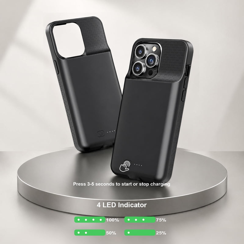 Battery Case for iPhone 14 Pro Max/14 Plus/13 Pro Max/12 Pro Max, Rechargeable Case Charger Soft TPU Anti-Slip Slim 8500mAh 15W Fast Charging Juice Box for 12/13/14 Pro Max/14 Plus 6.7inch-Black Black