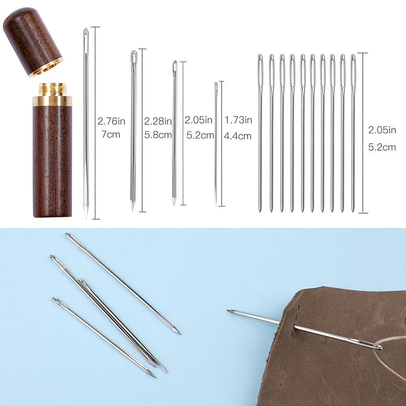 Stitching Hole Punch BUTUZE,4mm Silent Leather Hand Pliers with Leather Needle,Wooden Needle Case,Waxed Thread for Belts, Straps, Saddles, Shoes, Fabric, Leather DIY Black