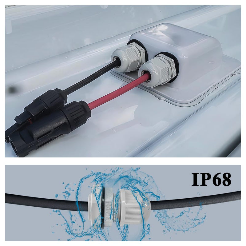 Weatherproof ABS Solar Double Cable Entry Gland for All Cable Types 2mm² to 6mm² for Solar Project on Rv, Campervan, Boat 2mm² to 6mm² White