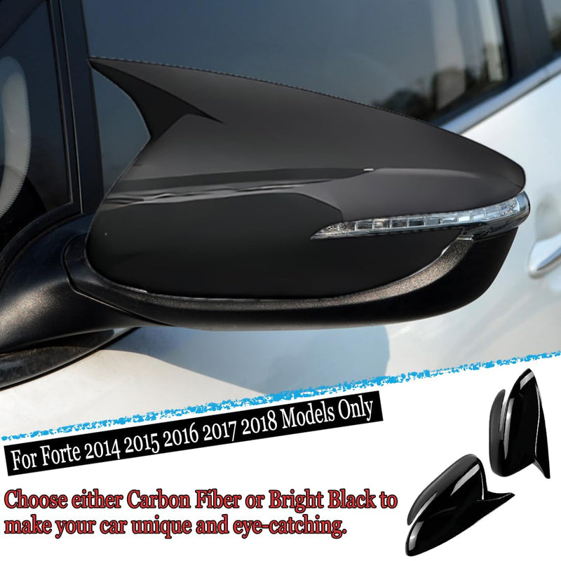 Rearview Mirror Cover,for KIA forte/K3/cerato 2014 2015 2016 2017 2018 Turn Signal housing,Sports Rear View Mirror Cover Accessories -Bright Black bright black For forte 2014-2018(With Turn Signal)