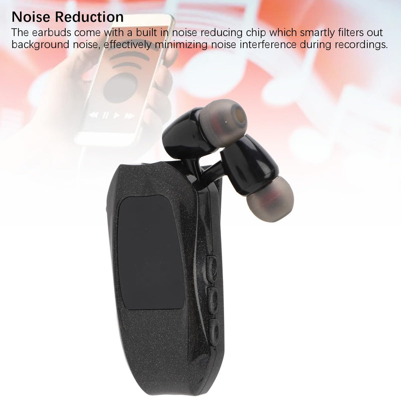 Retractable Headsets, Headphone V5.3 Stereo Earpiece Business Headphones, Clip on Earbud Compatible with Smart Cell Phones Tablet Pad PC Laptop (Double Ear) Double Ear