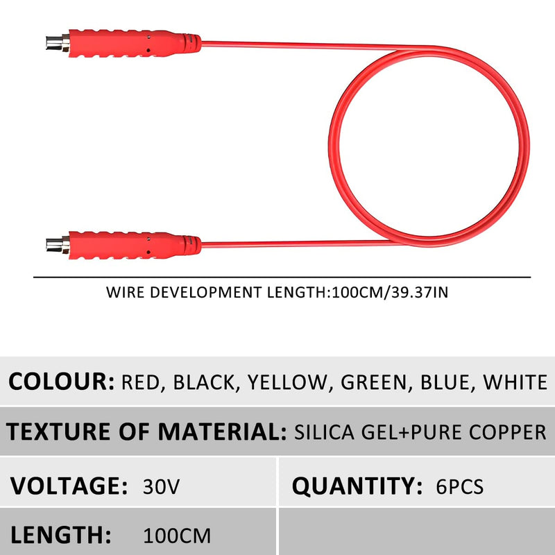 Magnetic Test Leads, 6Pcs Silicone Soft Flexible Magnetic Jumper Wires, 30V AC/5A 20AWG Professional Low Voltage Magnetic Jumper, Professional Jumper Cables for Thermostats, Sensors(1 Set) 1 Set