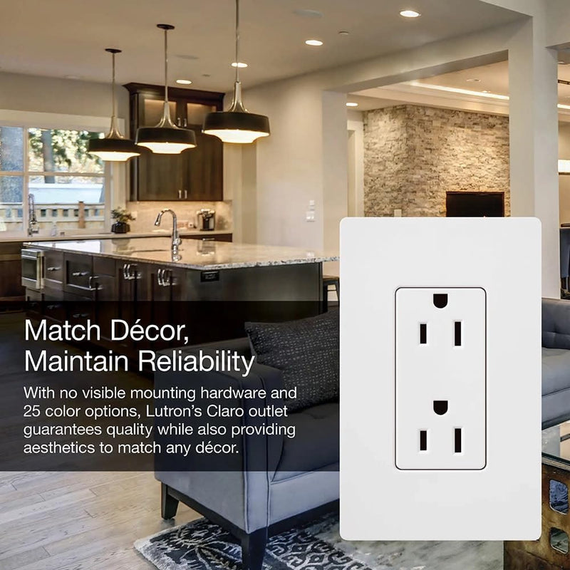 Lutron SCR-20-SW Satin Colors 20-Amp Receptacle, Snow