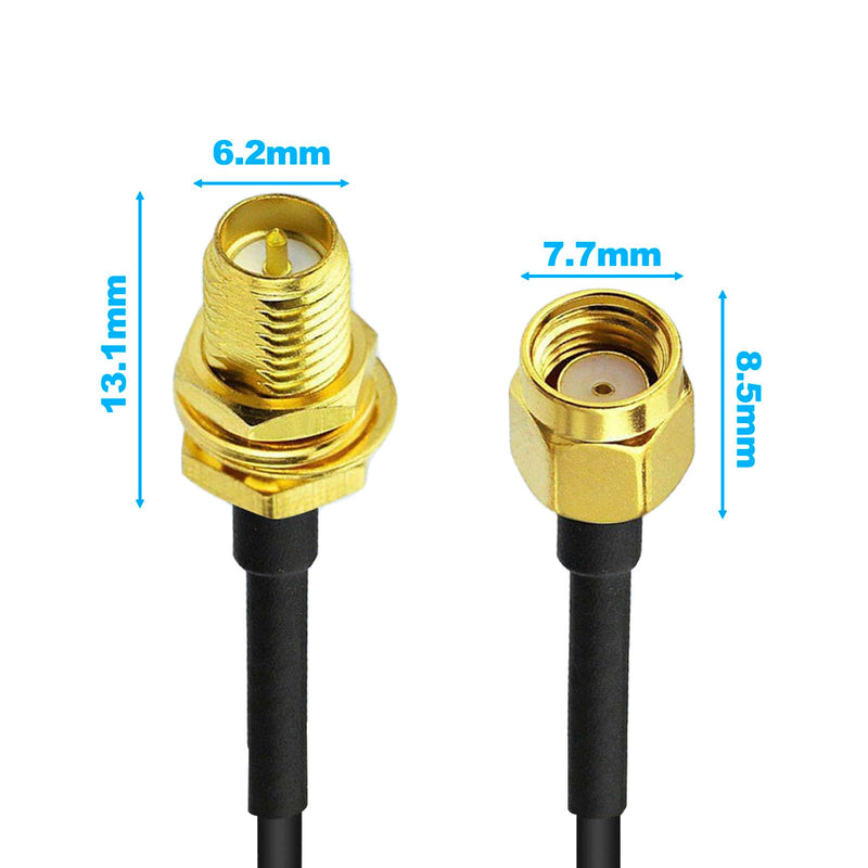 External WiFi Bluetooth Antenna 22DBI Long Range MIMO RP-SMA Male Aerial Antenna and 10FT RP-SMA RG174 Extension Cable for Wireless Router Network Devices PC Camera USB Adapter 2pcs