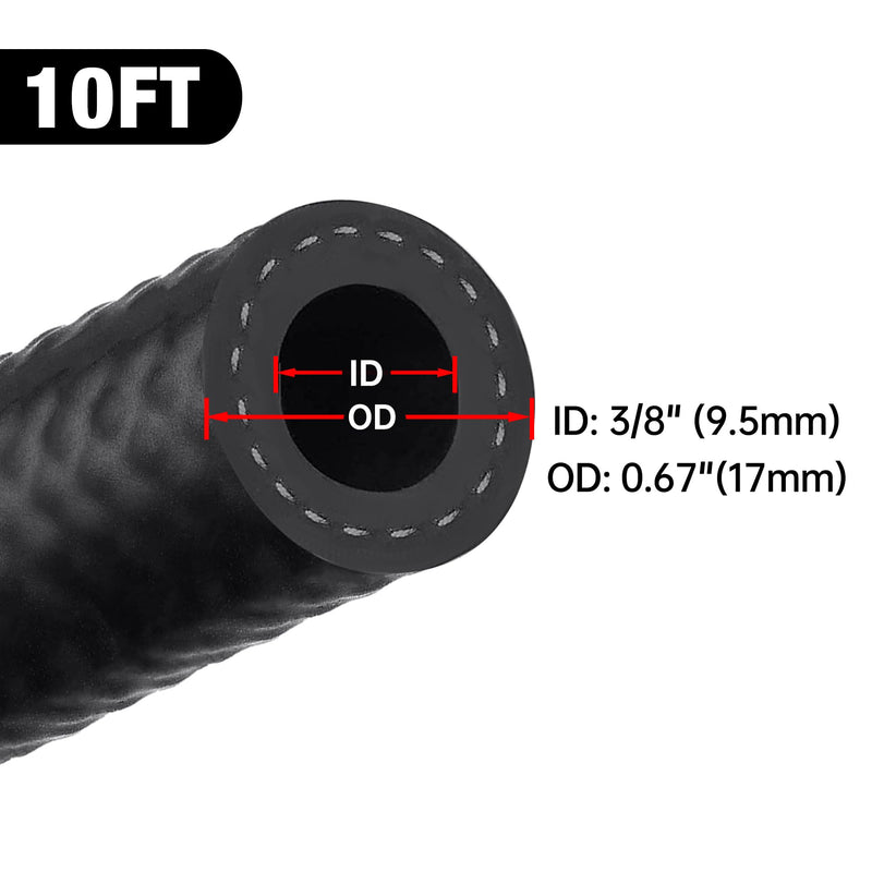 EVIL ENERGY 3/8 Fuel Hose Line Push Lock NBR Rubber SAE 30R7 10FT 300PSI 3/8Inch