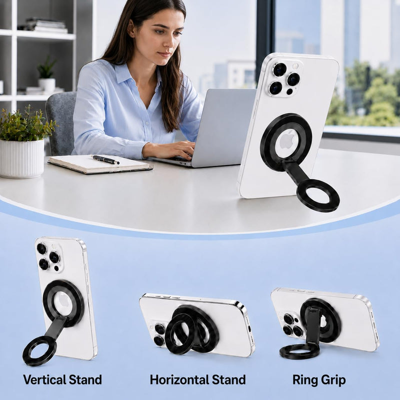 for Magsafe Magnetic Phone Grip Stand for Samsung Galaxy S26Ultra S25 | Dual-Sided MagSafe Ring Holder Gym Finger Magnet Kickstand for iPhone 17 16 15 Pro Max, Samsung Z Fold 8 Ultra 7 Z Flip 8 7