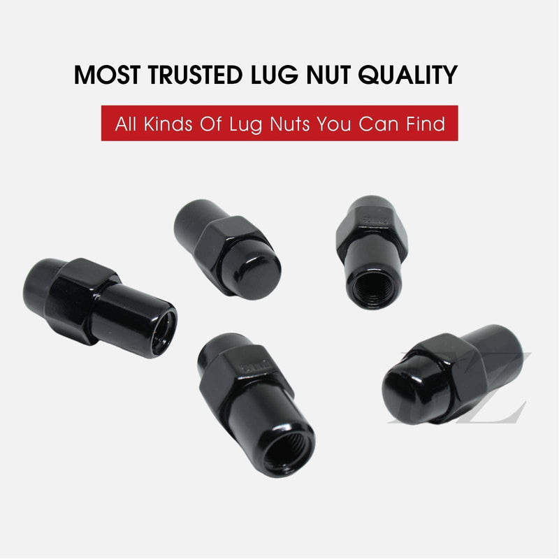 Cragar Standard Mag Lug Nut 1/2"-20 Black with Black Standard Washer Set of 20 Pcs