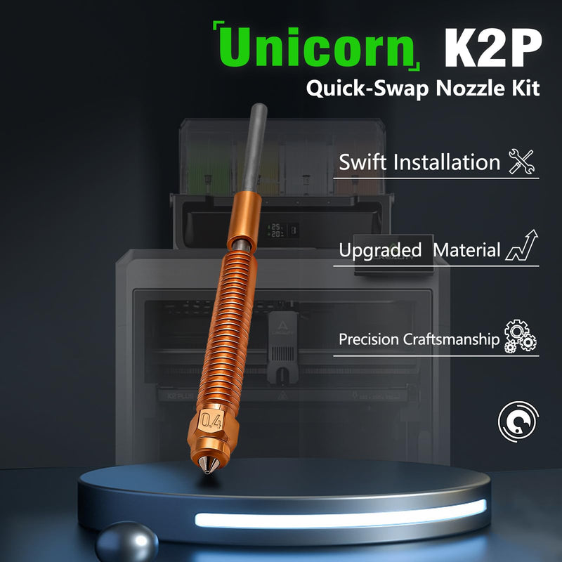 4Pcs K2/K2 Pro/K2 Plus Nozzle(0.2/0.4/0.6/0.8mm), Quick Swap High Flow Hardened Steel Nozzle with Integrated Copper Alloy Heat Break & Silicone Sock for Creality K2 Plus/K2 Pro/K2/Creality Hi Combo 4PK 0.2/0.4/0.6/0.8mm Nozzle