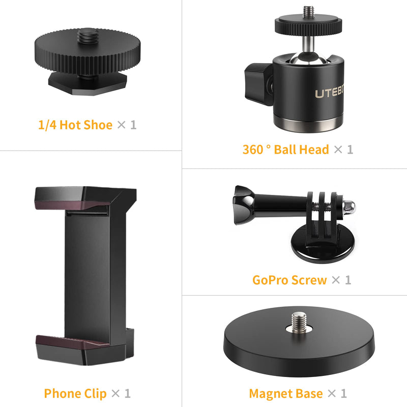 UTEBIT Camera Mount for Go Pro - 88MM Powerful Base for Car, 360 Degree Rotation Ball Head, GoPro Adapter, Phone Holder, Compatible with Insta360/Action Cameras/Led Light/Cellphone 88MM Base