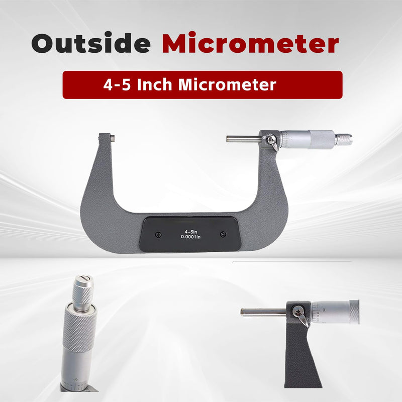 findmall 4-5" Outside Micrometer 0.0001" Carbide Tipped 4-5 Inch Micrometer Machinist Tool