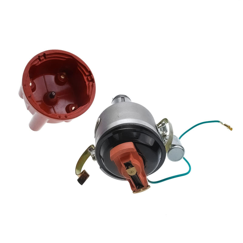 A-Premium Ignition Distributor with Cap & Rotor Compatible with Volkswagen Beetle, Campmobile, Fastback, Karmann Ghia, Rabbit, Scirocco - 1.5L/1.6L 4 Cyl Red Cap