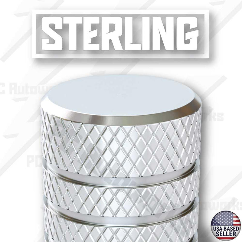 Aluminum Tire Valve Stem Caps – Anti-Rust, Premium Anodized Aluminum, Corrosion-Resistant, Easy Install, Universal Fit for Car, Truck, Bike, SUV – 1 Pack/Set of 4 (Sterling) STERLING