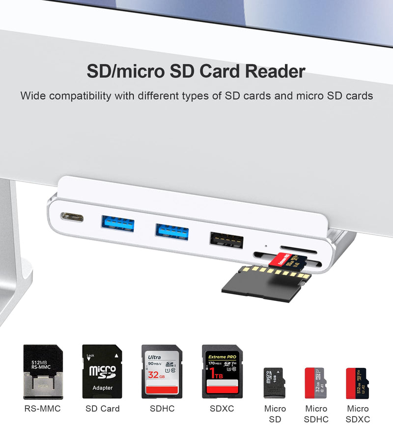 7-in-1 USB C Hub for iMac M1/M3/M4 - USB 3.0 5Gbps, SD/TF Card Reader, Docking Station for iMac 24 inch (M1/M3/M4) iMac 24-inch(M1/M3) 7-IN-1