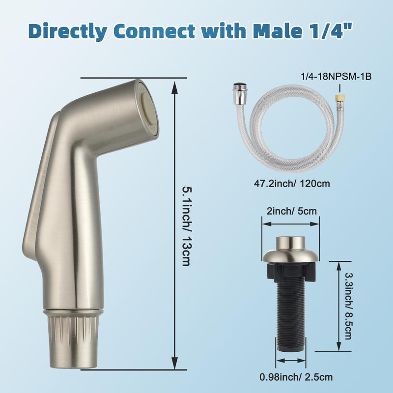 Universal Kitchen Sink Spray Attachment/Hose/Holder Set, Brushed Nickel | Compatible with Moen/Delta Faucet, Kitchen Side Sprayer, Kitchen Sink Faucet Sprayer Replacement Sprayer Head/Hose/Holder Set