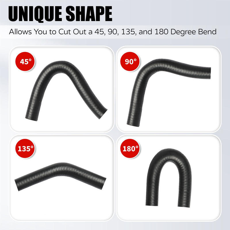 Molded Fuel Line Rubber Hose Elbow Bends Universal 45, 90, 135, 180 Degree Bend Fuel Hose (5/8 Inch ID) 5/8 Inch ID