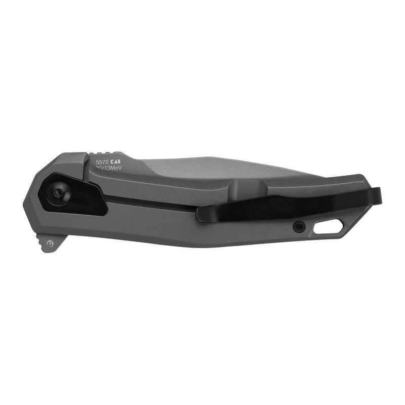Kershaw Helitack Pocket Knife, Matte Gray Design, 3.26 Inch Stainless Steel Drop Point Blade, EDC with Assisted Opening, Contoured Steel Handle, Everyday Carry Pocket Knife for Men and Women