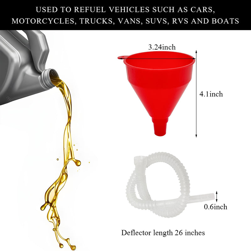 Funnels for Automotive Use, Flexible Oil Funnels with Long Hose, Plastic Wide Mouth Funnel for Water, Fluid, Liquid, Engine Oil, Gas, Fuel Transmission, Car Accessories (1 PCS) 1 PCS